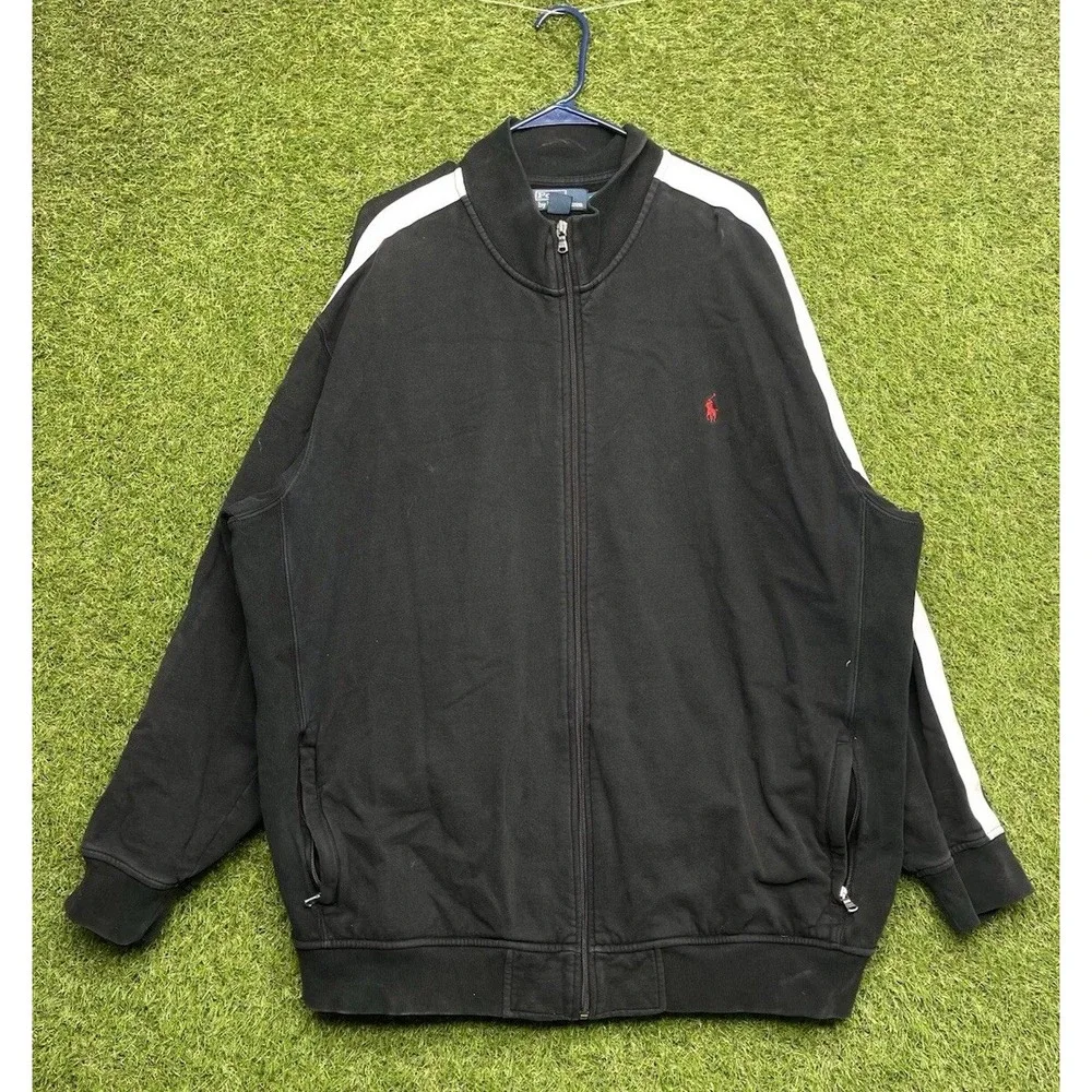Polo Ralph Lauren Full Zip Sweatshirt Mens 3XLT Black Mock Neck Track Jacket